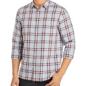 Vince Casual Plaid Shirt - Light Blue and Burgundy
